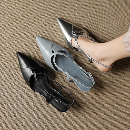 Callista Pointy Toe Kitten Heels Slingback Shoes