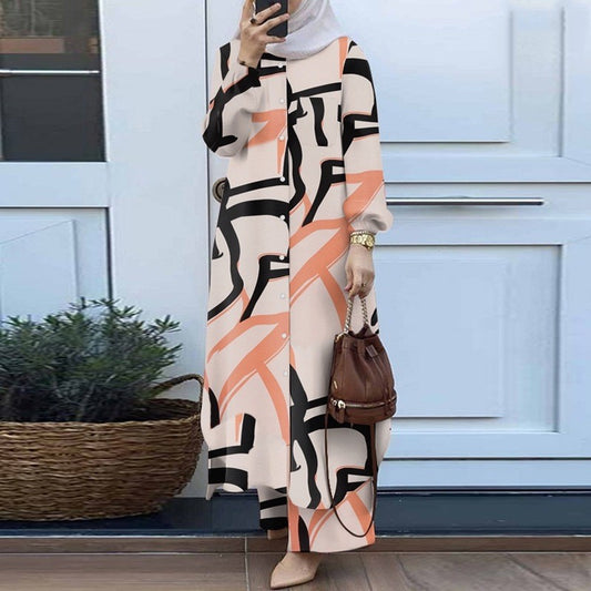 Two-piece Set - Long-sleeved Shirt & Trousers Suit