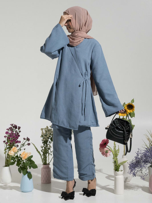 Ella Wrap Co-Ord Set - Blue
