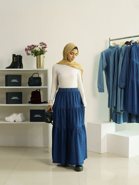 Layered Denim Skirt