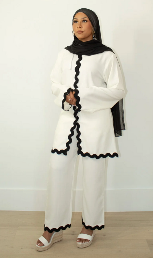 Sadaf Scallop Edge Set - White