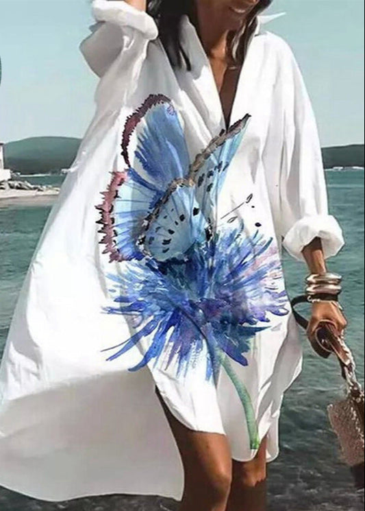 Polo Long Sleeve Bohemian Print Dress