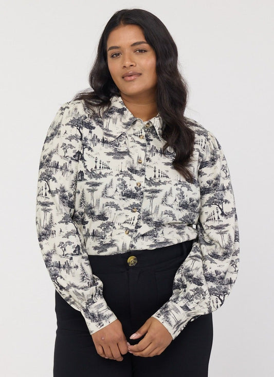 Joanie Clothing Fiona Toile De Jouy Print Blouse